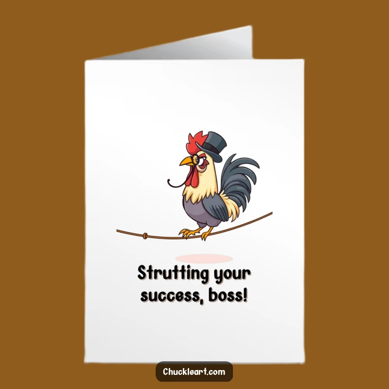 Free Printable Rooster Tightrope Congrats Card: Funny Balancing Downloadable Gift