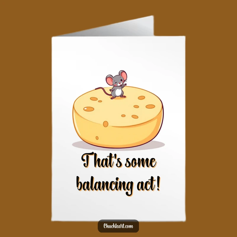 Free Printable Congratulations Card: Mouse Cheese Balance Success Downloadable