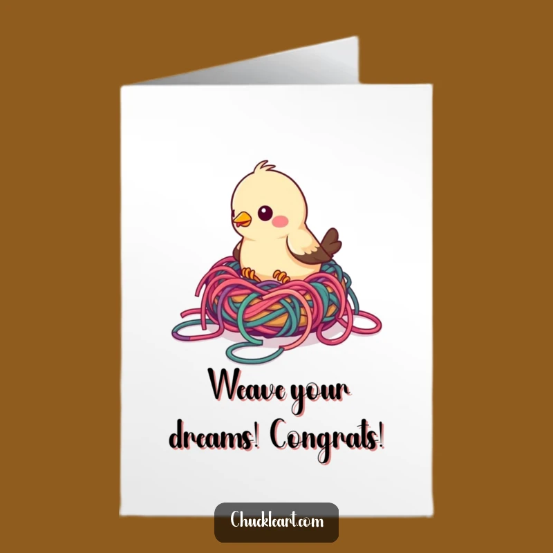 Free Printable Bird Yarn Nest Congrats Card - Whimsical Downloadable