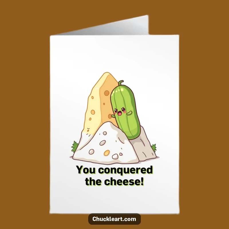Free Printable Congratulations Card: Pickle Climbs Cheese for Success Download