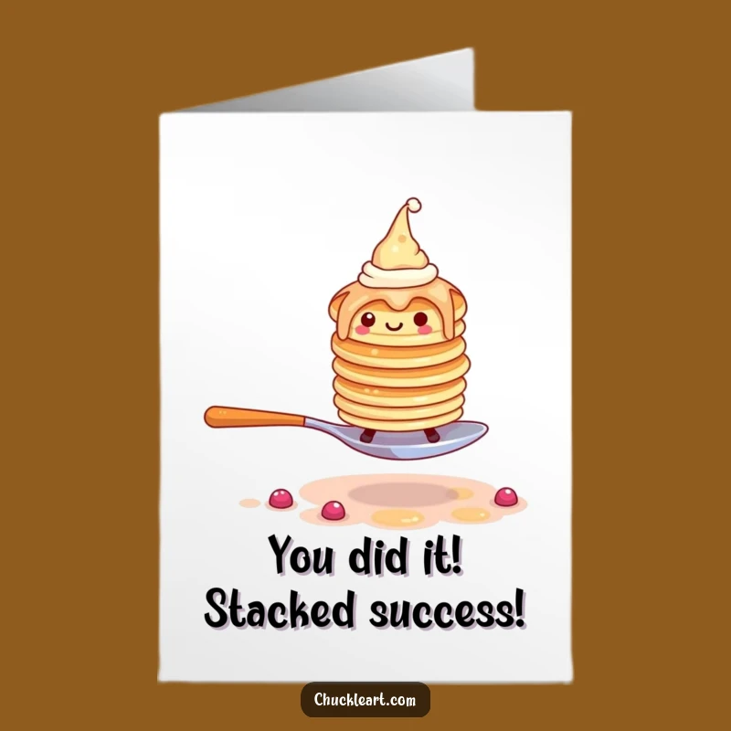 Free Printable Funny Congrats Card: Pancakes Escaping to Celebrate Your Huge Achievement