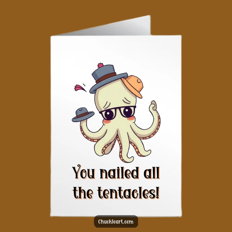 Free Printable Congrats Card: Octopus Juggling Success!