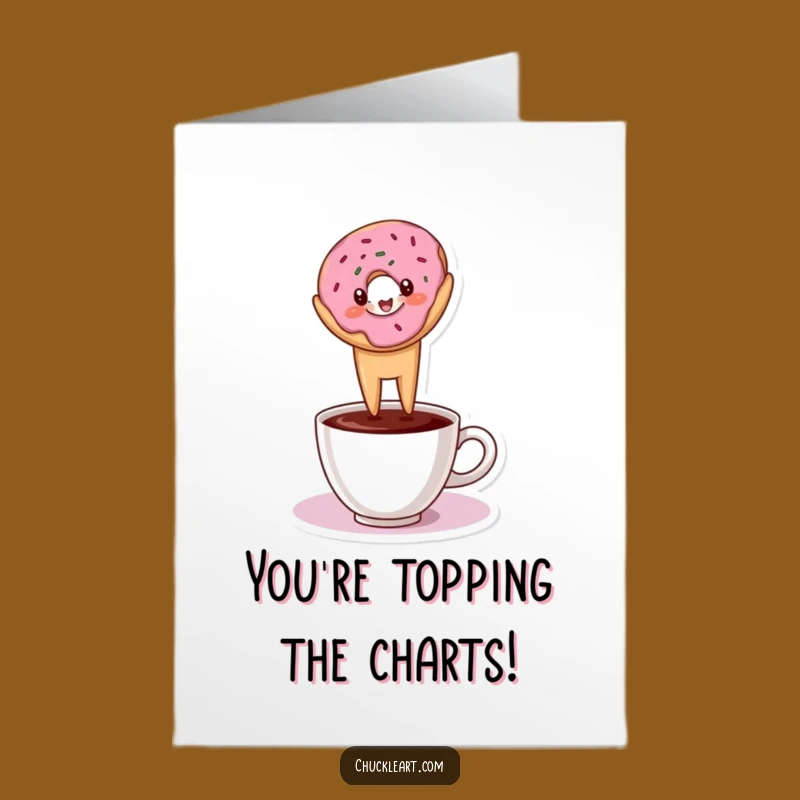 Free Printable Donut Headstand Congrats Card: Funny Coffee Lover Downloadable Gift