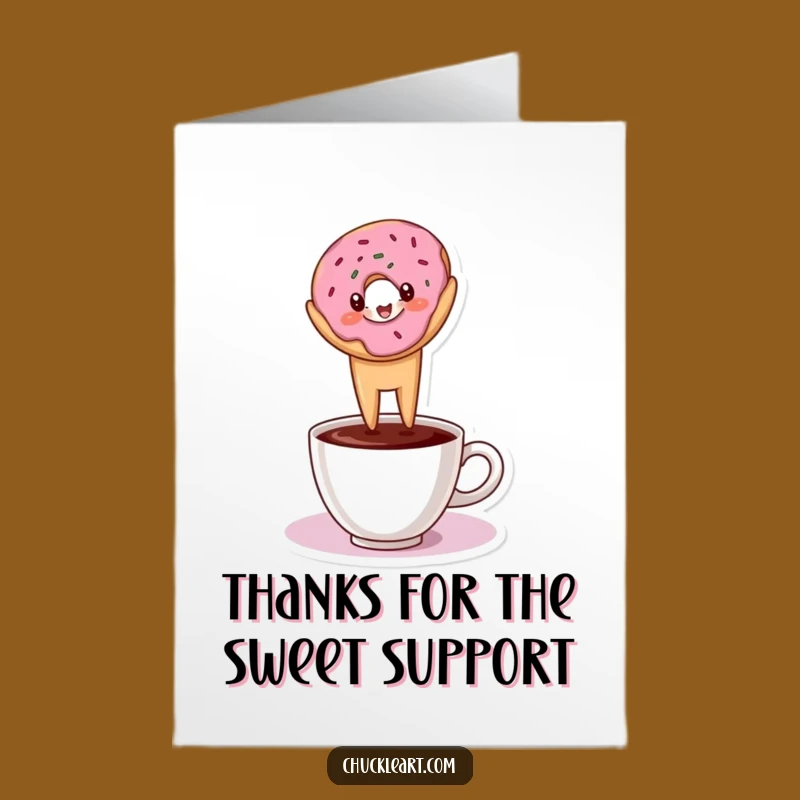 Free Printable Donut Headstand Thank You Card: Funny Coffee Lover Downloadable Gift