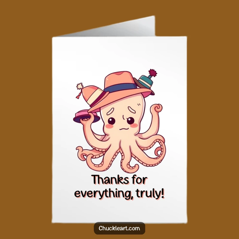Free Printable Octopus Thank You Card - Humorous Hat Lover Downloadable Gift