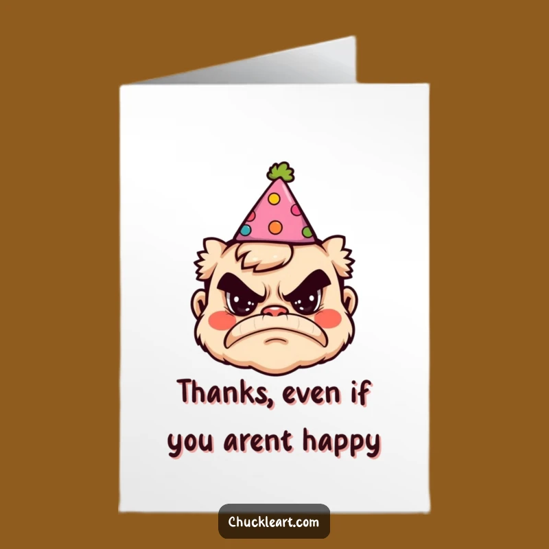 Free Printable Thank You Card: Grumpy Party Hat - A Funny Downloadable Gift of Thanks!