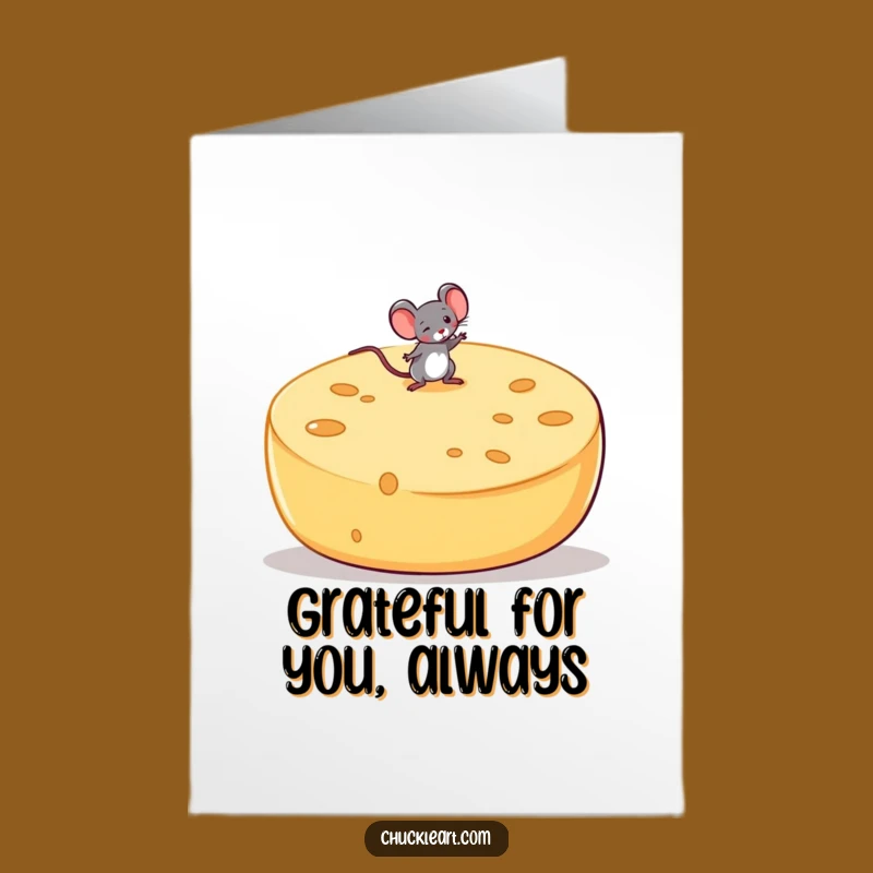 Free Printable Thank You Card: Mouse Cheese Balance Gratitude Downloadable