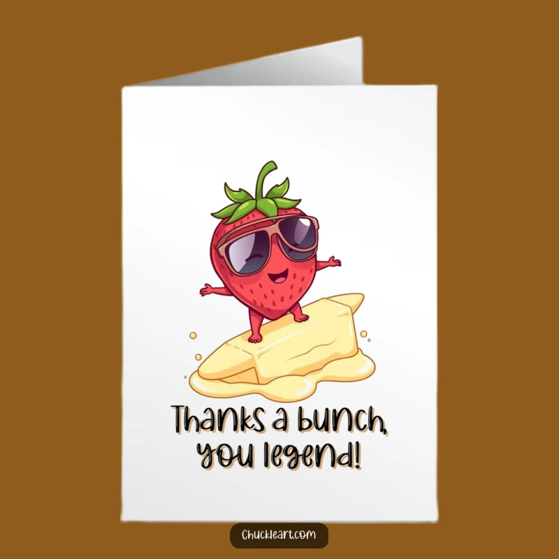 Humorous Free Printable Thank You Card: Strawberry Surf Style Downloadable Gift