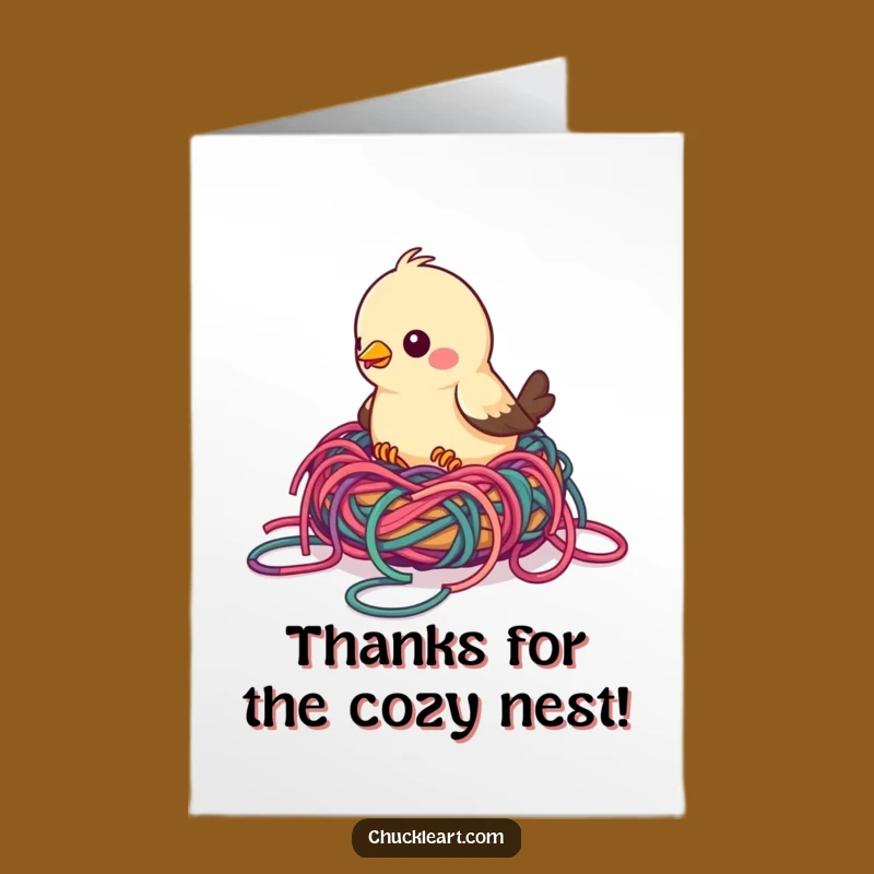 Colorful Free Printable Bird Yarn Nest Thank You Card - Downloadable