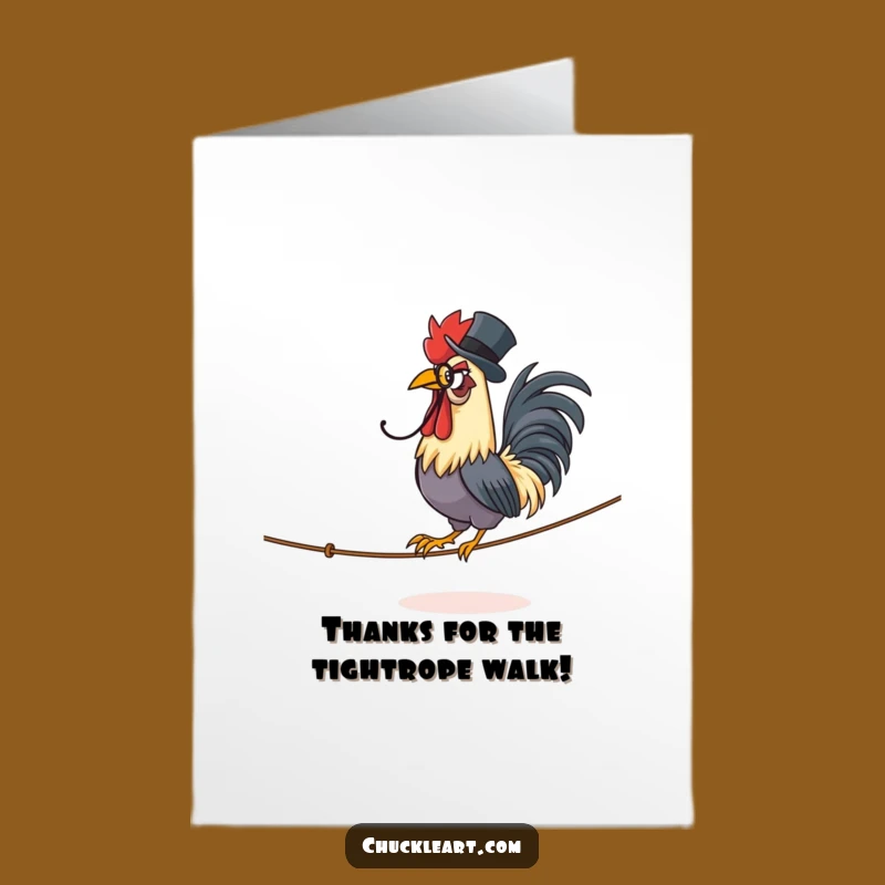Free Printable Rooster Tightrope Thank You Card: Funny Formal Downloadable