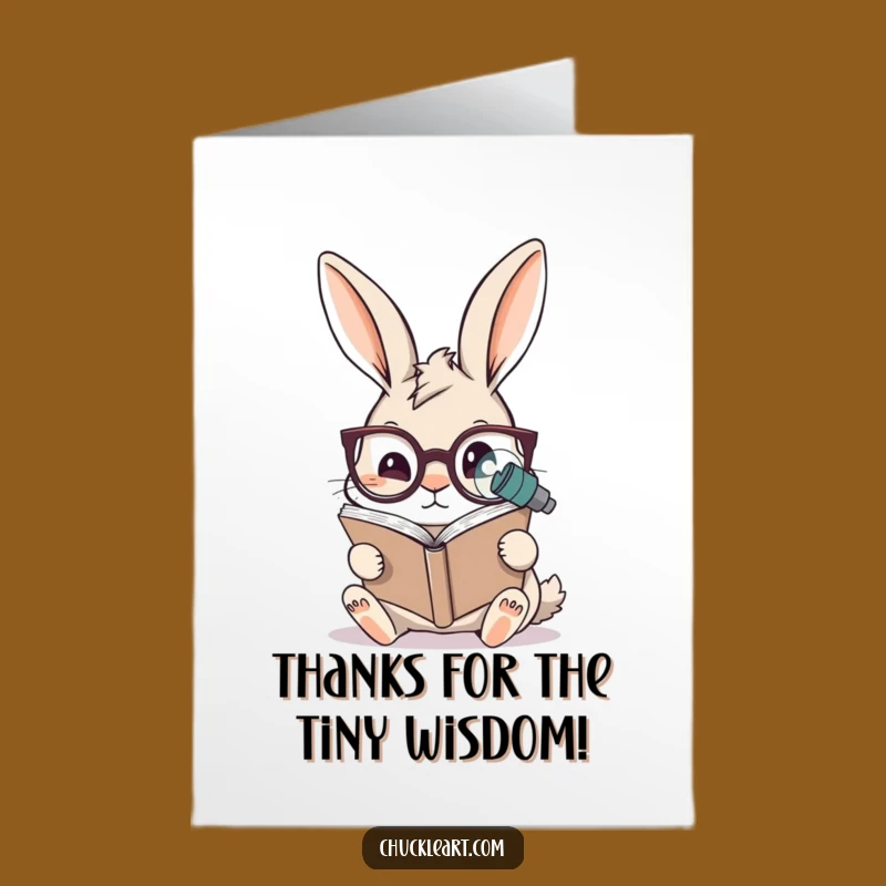 Clever Free Printable Rabbit Reading Thank You Card - Downloadable