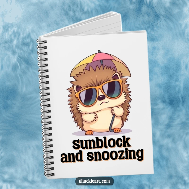 Funny notebook with a grumpy hedgehog wearing sunglasses, perfect for jotting down notes or planning the next nap session.