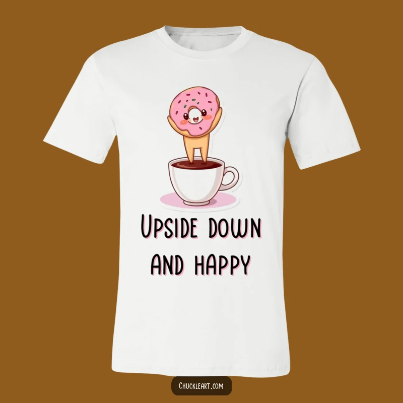 Funny Donut Headstand T-Shirt: Coffee Balance - Hilarious Gift Idea!