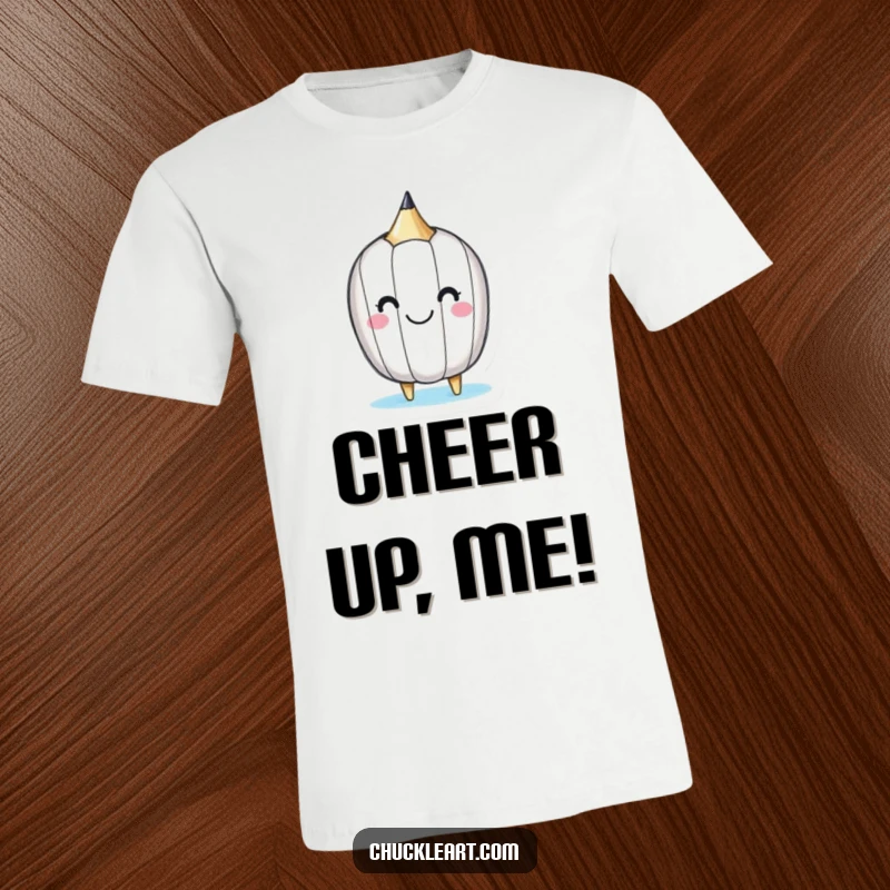 Funny T-shirt featuring a happy little pencil drawing a smiley face on itself, perfect for artists.