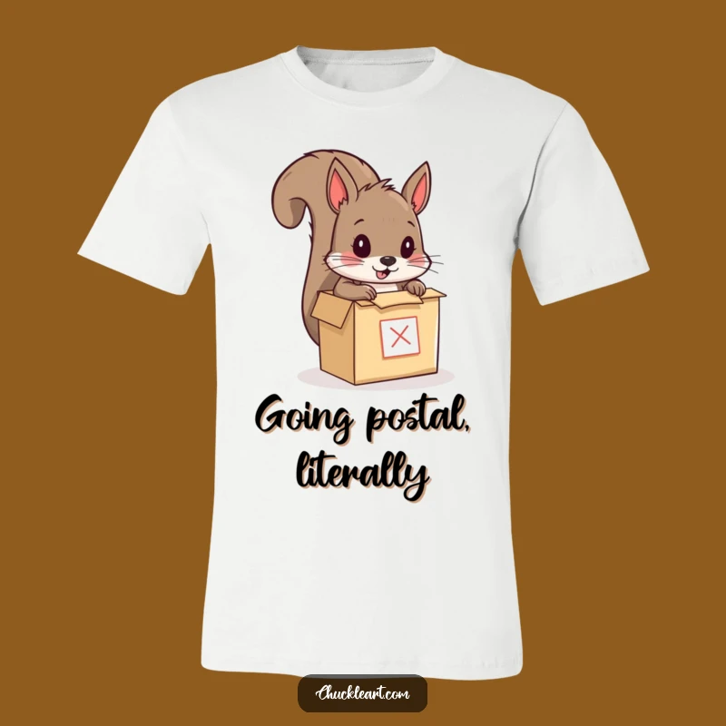 Funny Squirrel Mailing Himself T-Shirt: Quirky Animal Tee, Hilarious Mail Lover Gift