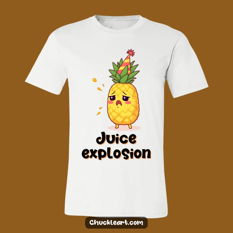 Funny Startled Pineapple T-Shirt: Juice Spray Party Humor Tee Gift