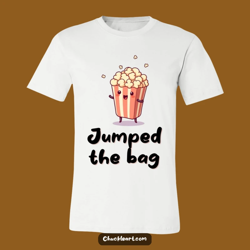 Funny Surprise Popcorn T-Shirt - Hilarious Jumping Snack Tee for Laughs