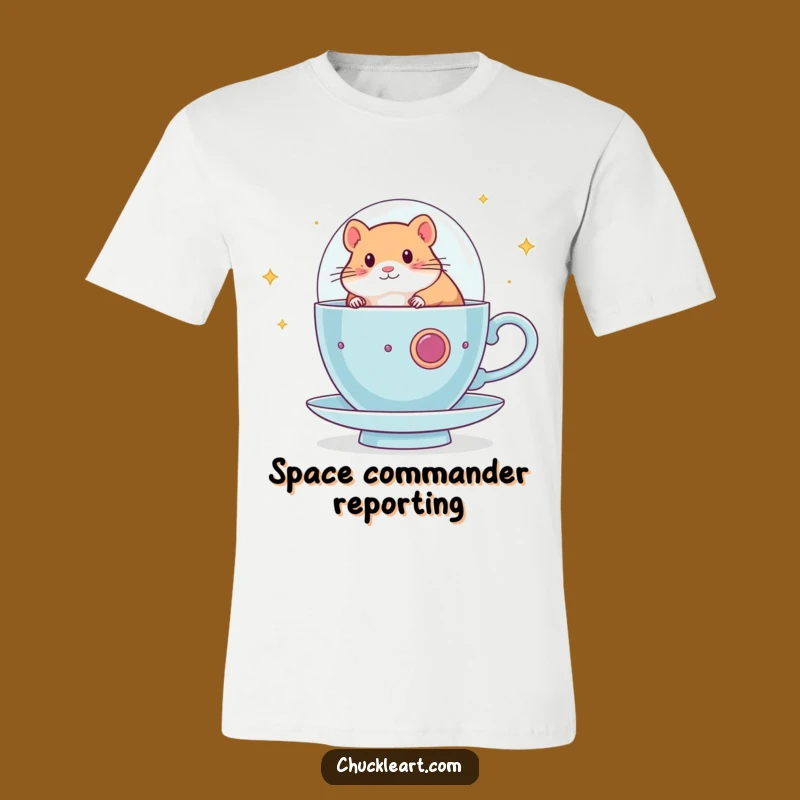 Funny Hamster Spaceship T-Shirt: Teacup Pilot's Galactic Voyage, Hilarious Gift Tee