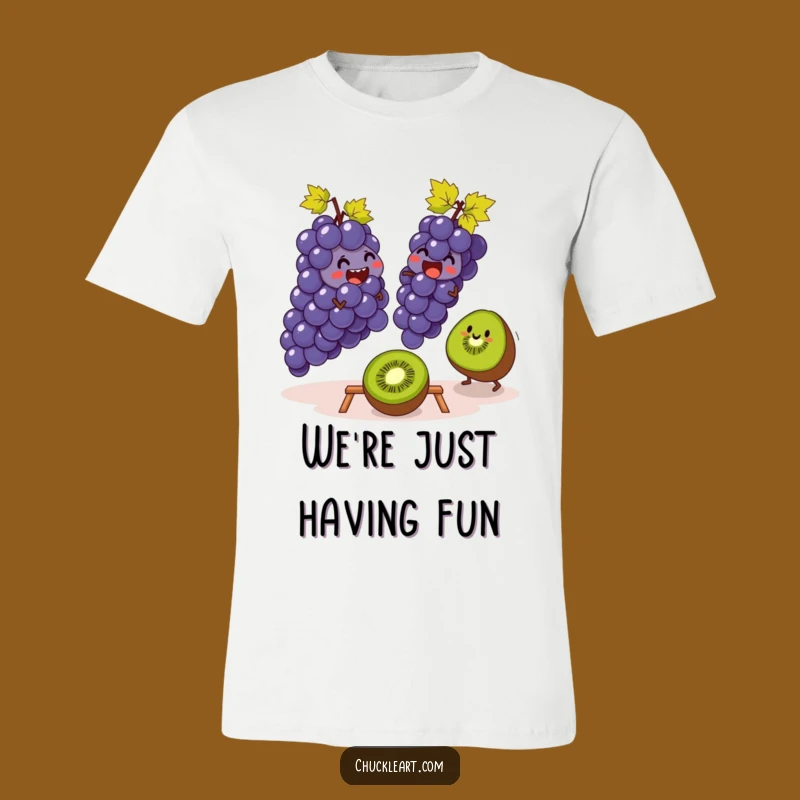 Funny Grapes & Kiwi Leapfrog T-Shirt: Wearable Fruit Comedy