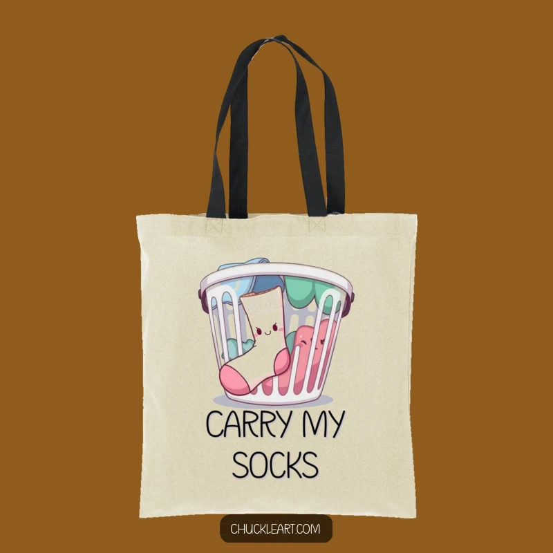 Funny Escaping Sock Tote Bag: Carry Your Laughs with This Hilarious Laundry Accessory