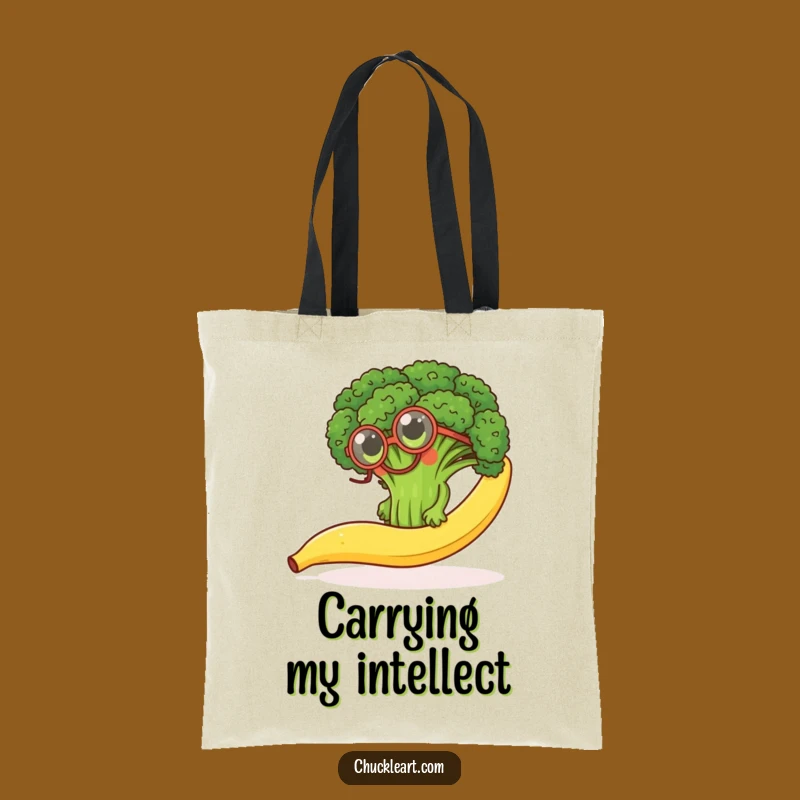 Funny Broccoli Monocle Tote Bag: Determined Floret - Stylish Funny Gift!