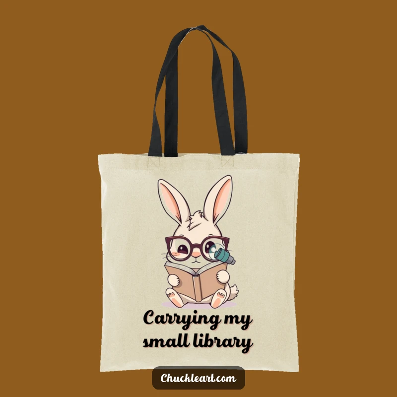 Funny Rabbit Reading Tote Bag: Carry Your Books with Style, Hilarious Scholar Gift