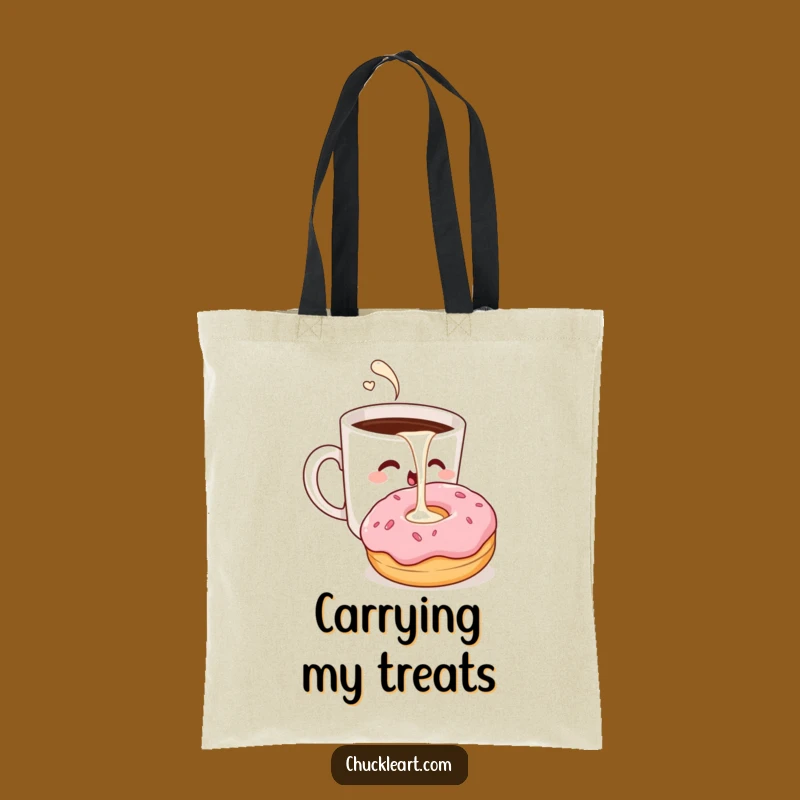 Funny Coffee & Donut Tote Bag: Cheeky Morning Treat Humor Carry-all!