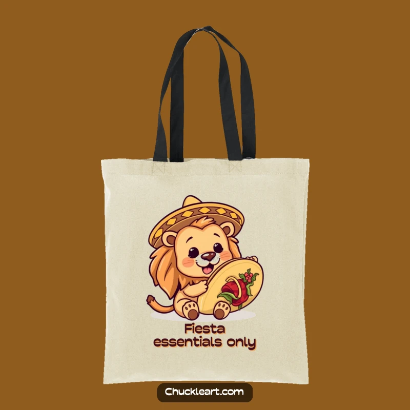 Funny Lion Taco Tote Bag: Carry Your Groceries with Hilarious Fiesta Style