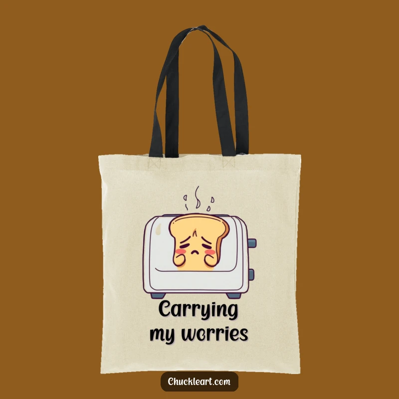 Funny Anxious Bread Toaster Tote Bag: Carry Your Worries (and Groceries)