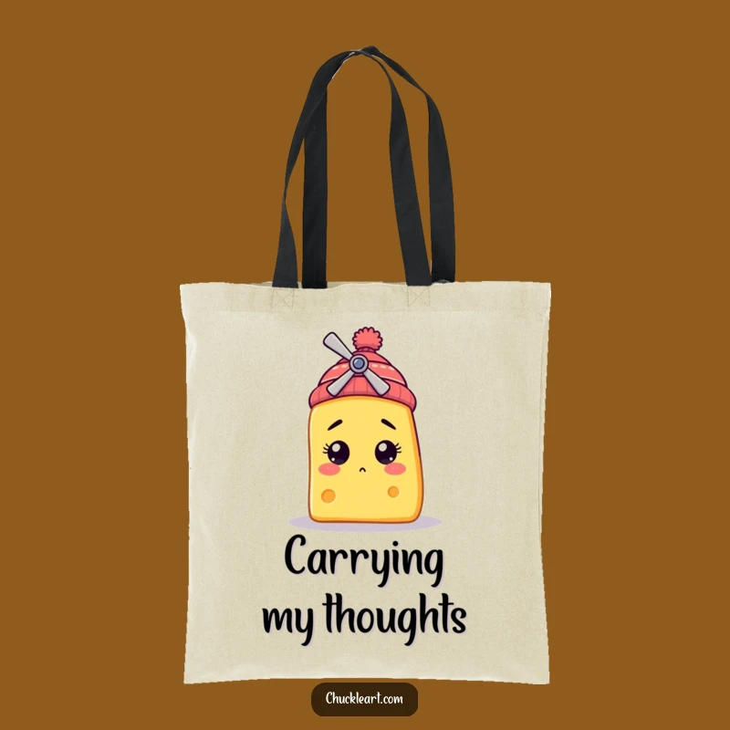 Funny Bewildered Cheese Tote Bag: Carry Your Humor with Propeller Beanie Design