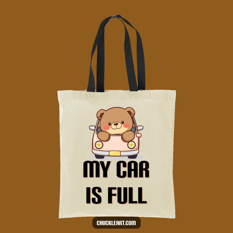 Funny Chubby Bear Car Tote Bag: Hilarious Animal Accessory, Quirky Gift