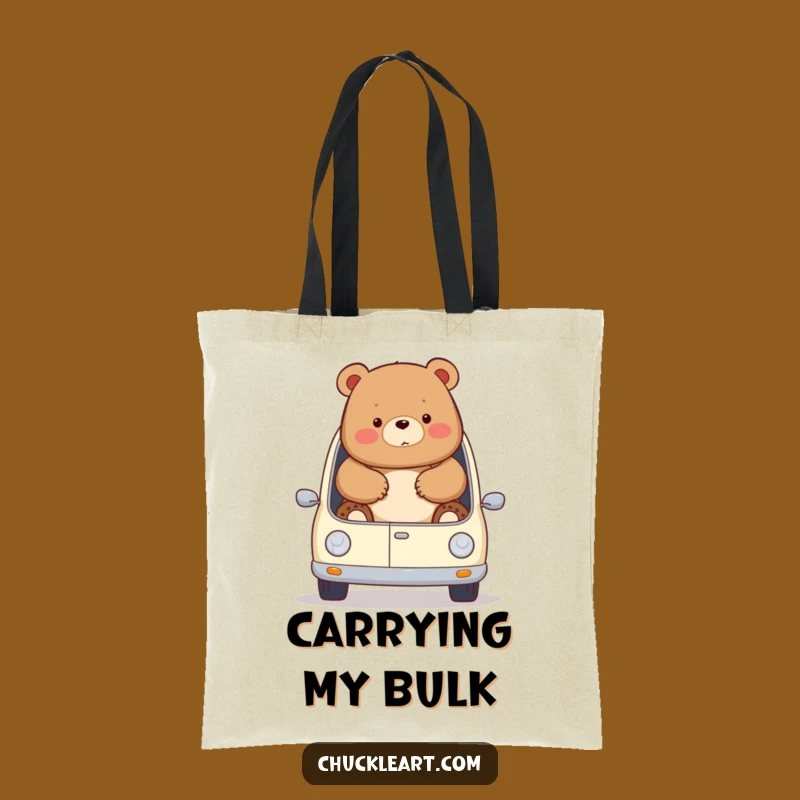 Funny Chubby Bear Car Tote Bag: Hilarious Auto Humor Shopping Bag!
