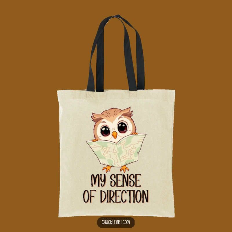 Funny Clumsy Owl Map Tote Bag - Hilarious Navigate-ish Accessory Gift