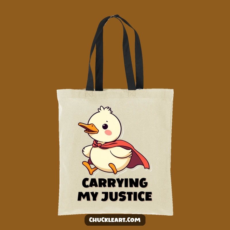 Funny Duck Superhero Tote Bag, Flying Style, Ideal Gift