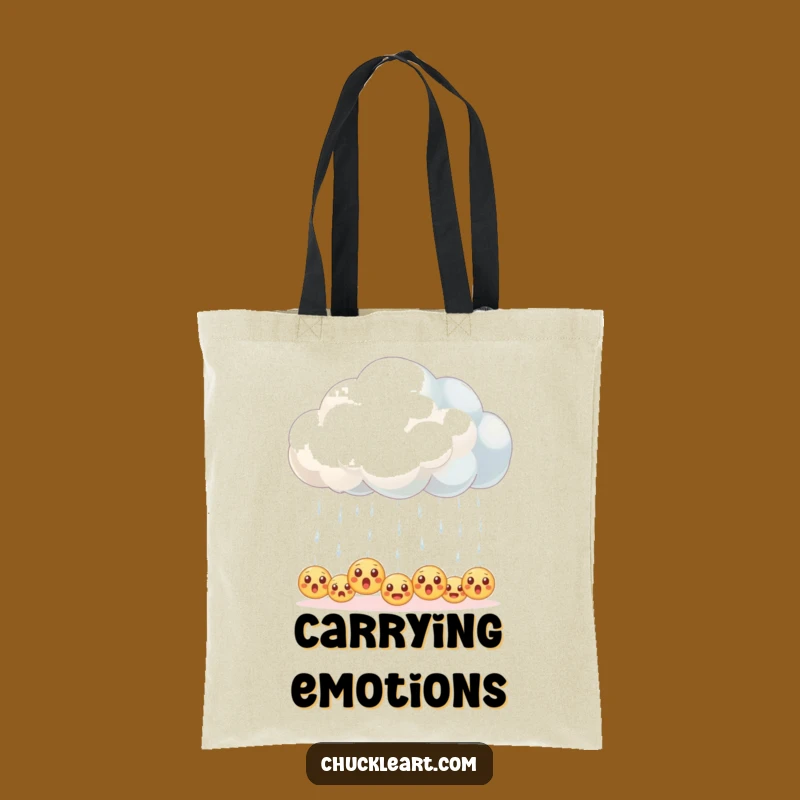 Funny Emoji Rain Cloud Tote Bag - Hilarious Digital Messenger Gift