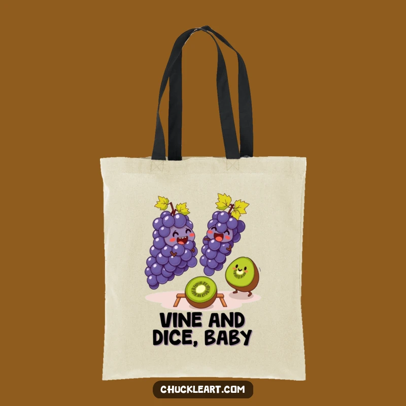 Funny Grapes & Kiwi Leapfrog Tote Bag: Carry Your Laughs