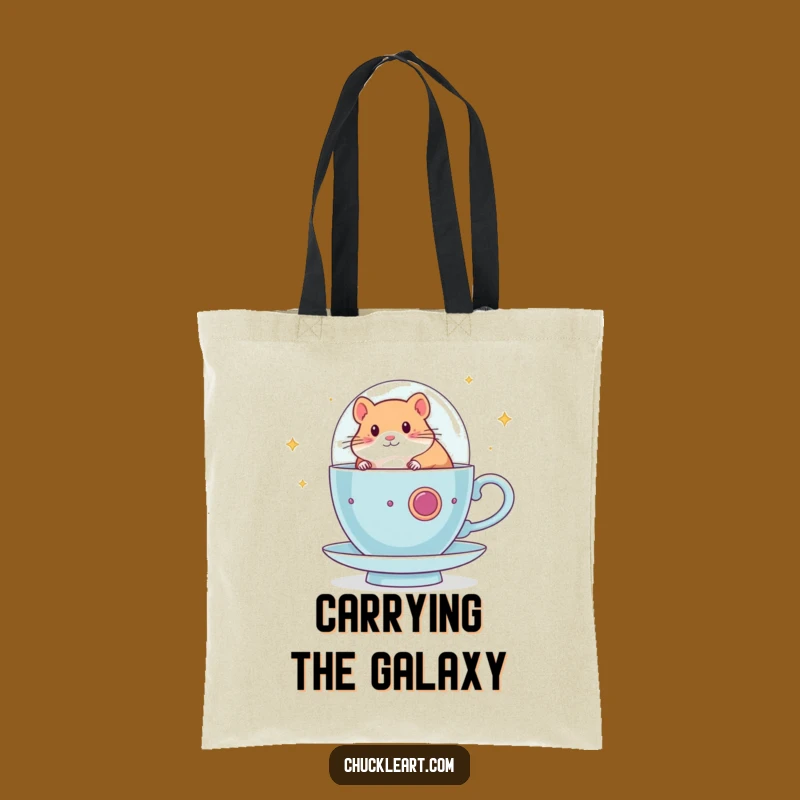 Funny Hamster Spaceship Tote Bag: Carry Your Dreams, Hilarious Gift for Daily Adventures