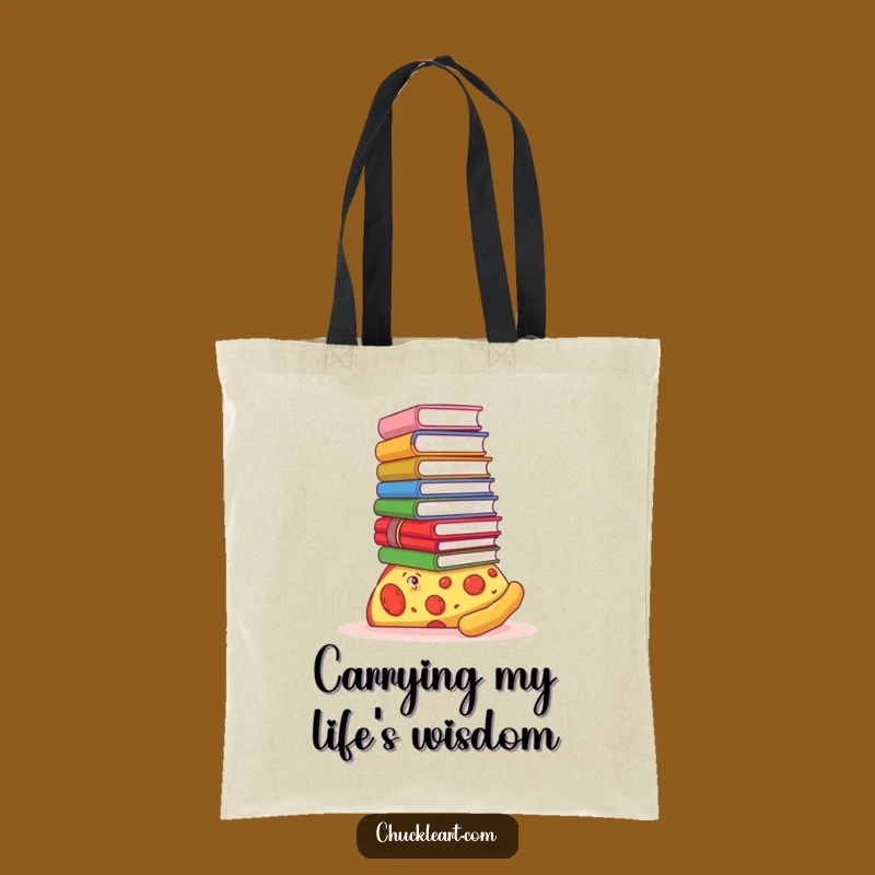 Funny Pizza Book Stack Tote Bag - Your Hilarious & Practical Literary Carry-All