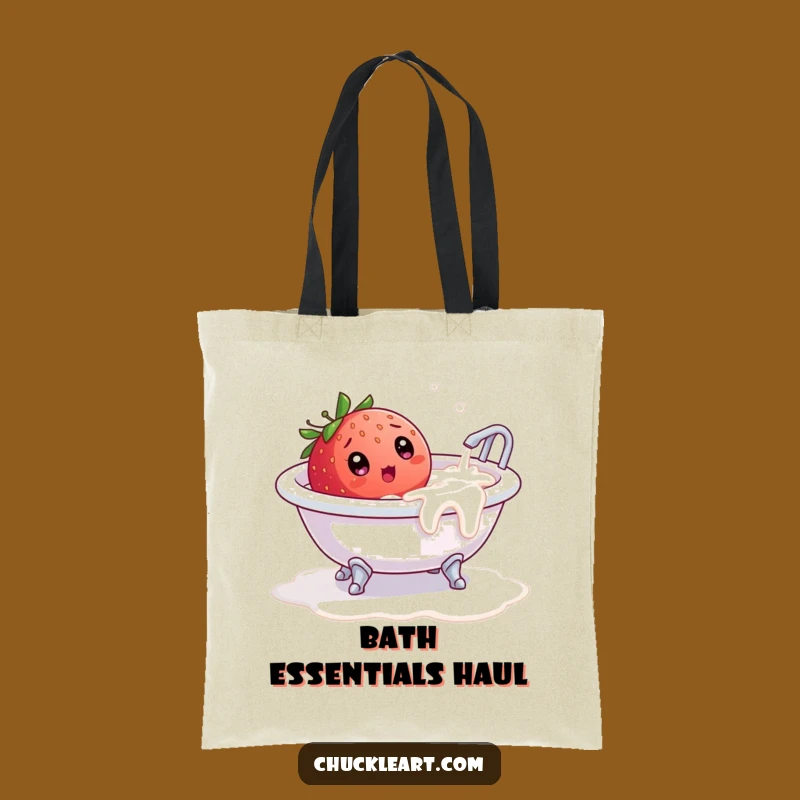 Funny Strawberry Bath Tote Bag: Carry Your Laughs, Hilarious Groceries Carrier!