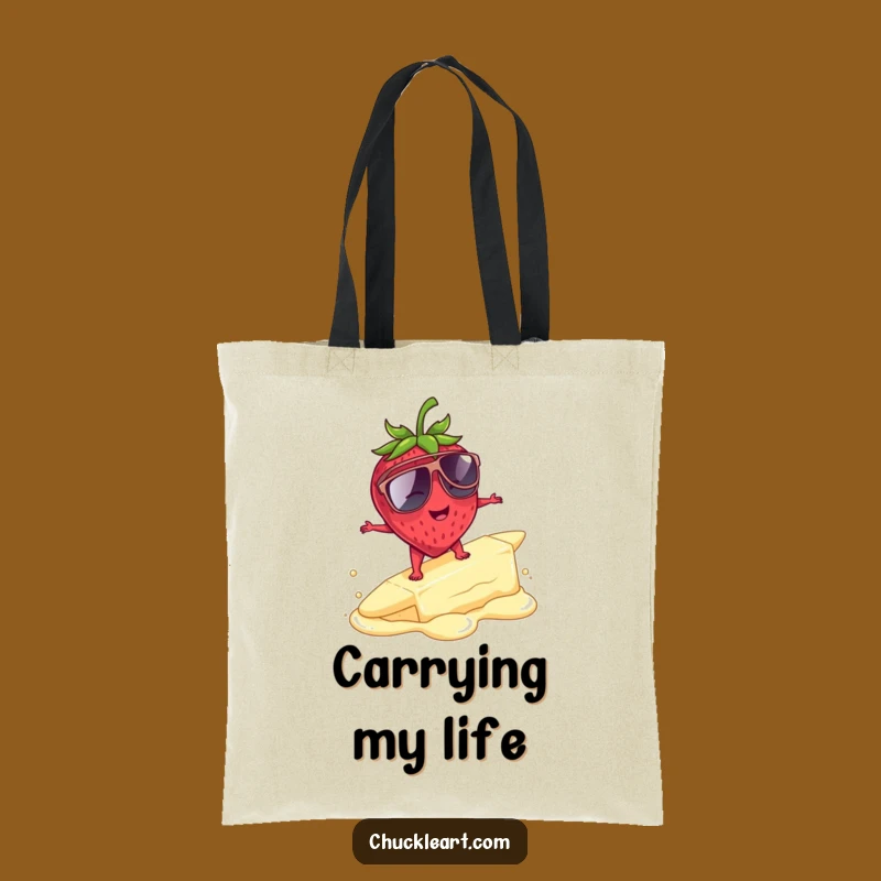 Funny Strawberry Surfing Tote Bag: Carry Your Laughs in Style