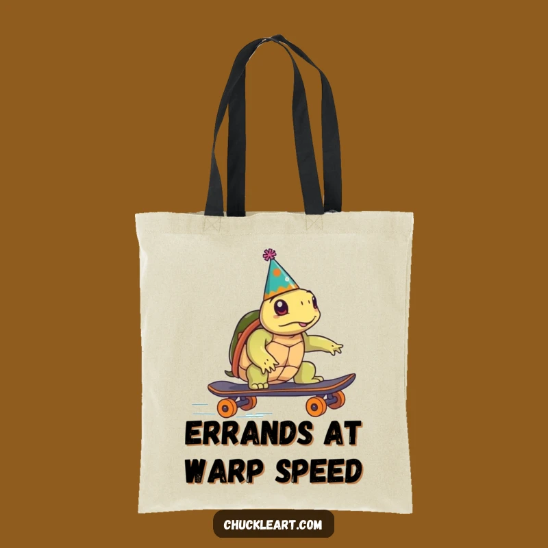 Funny Turtle Skateboard Tote Bag: Hilarious Party Animal Shopping Companion!