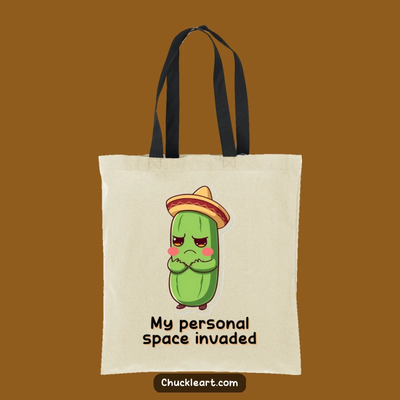 Funny Grumpy Pickle Hug Tote Bag: Hilarious Mexican Fiesta Pickle Carry-all!