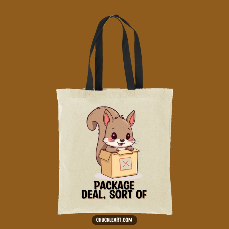 Funny Squirrel Mailing Himself Tote Bag: Quirky Animal Art Accessory, Hilarious Gift